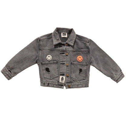 Patched Denim Jacket Black