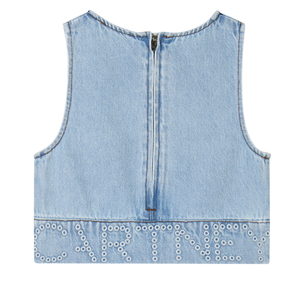 Sleeveless Denim Top W/Embossed & Skirt