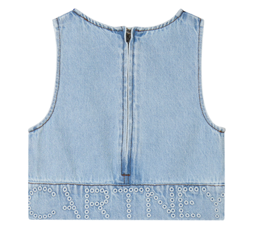 Sleeveless Denim Top W/Embossed & Skirt