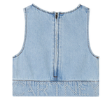 Sleeveless Denim Top W/Embossed & Skirt