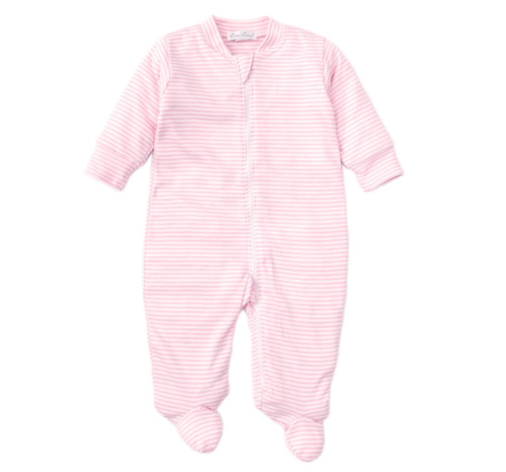 Stripes Footie w/ Zip Pink