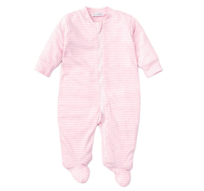 Stripes Footie w/ Zip Pink