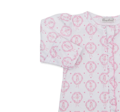 Footie w/ Zip Prt Pink Pirouettes
