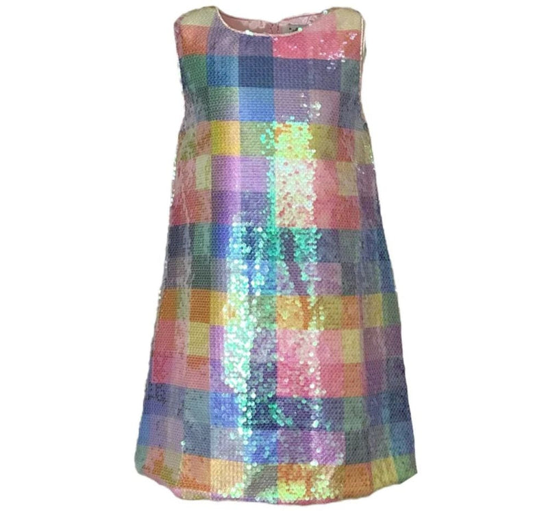 Sequin Plaid Pastel Tank Dress