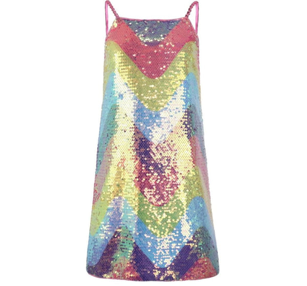 Sequin Rainbow Wave Tank Dress