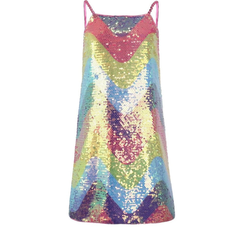 Sequin Rainbow Wave Tank Dress