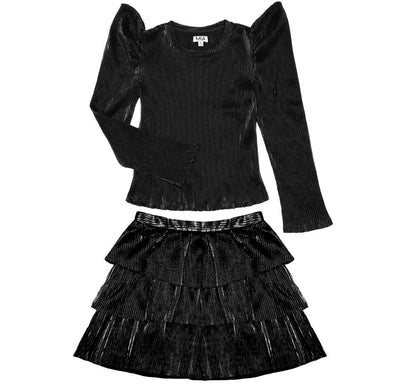 Blusa Y Falda Metallic Black
