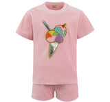 Velour Ice Cream Short Set Pink