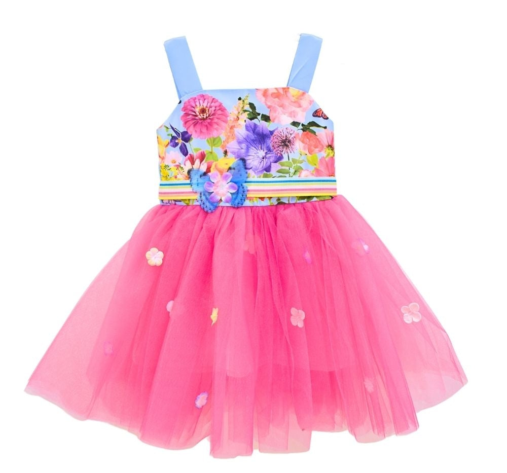 Vestido De Tul Fuchsia Floral