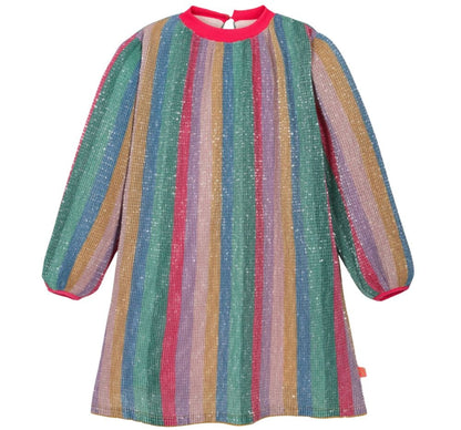 Long Sleeve Pleated Sequin Dress