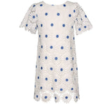 Floral Crochet Shift Dress White Multi