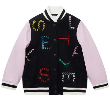 Girl College Jacket With Contrast Sleeves Black