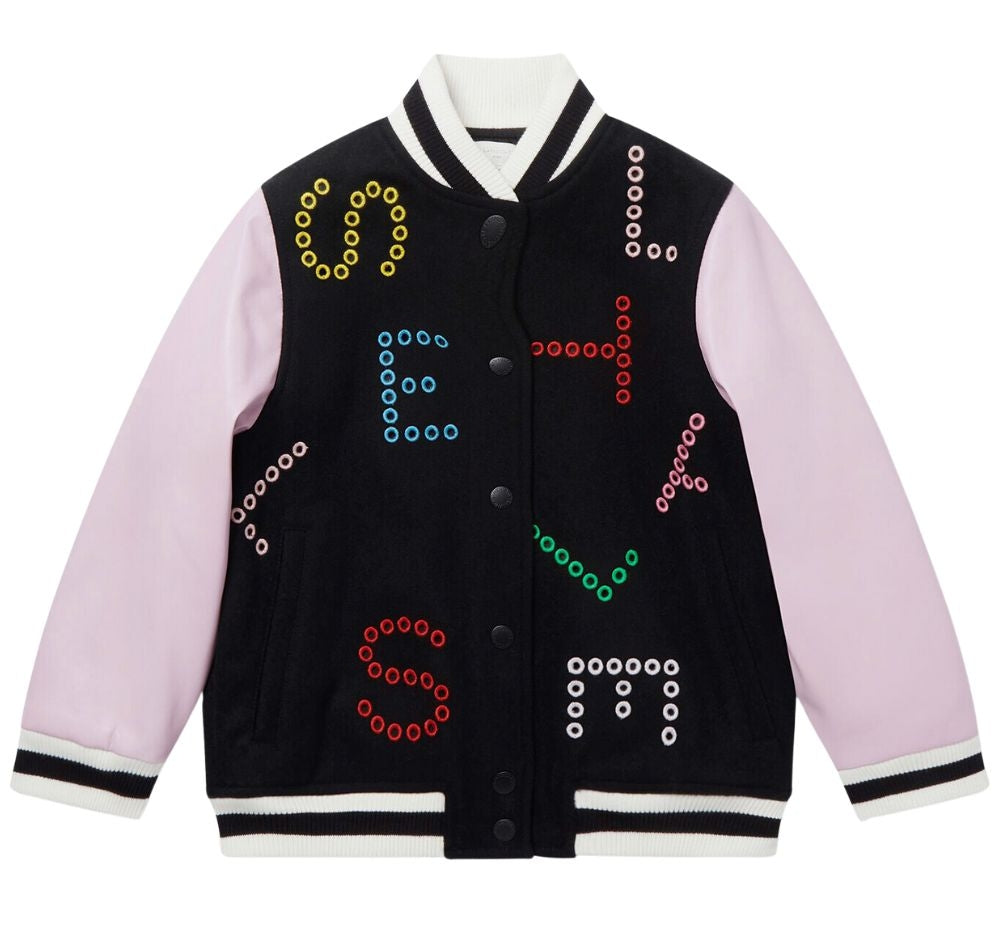 Girl College Jacket With Contrast Sleeves Black