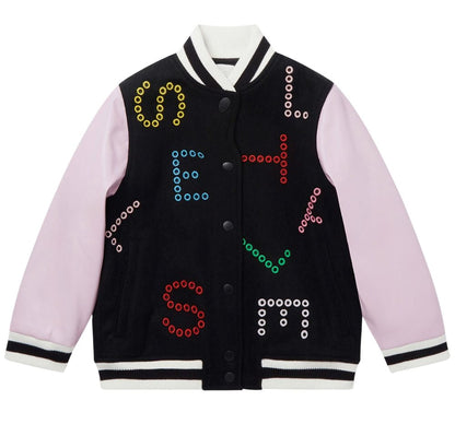 Girl College Jacket With Contrast Sleeves Black