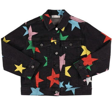 Girl Multicolor Stars Denim Jacket Black