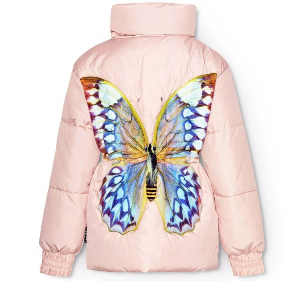 Hally Papillion Quilted Jacket Pink With Butterfly