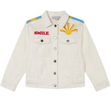 Girl Gabardine Jacket With Rainbow Smile Print