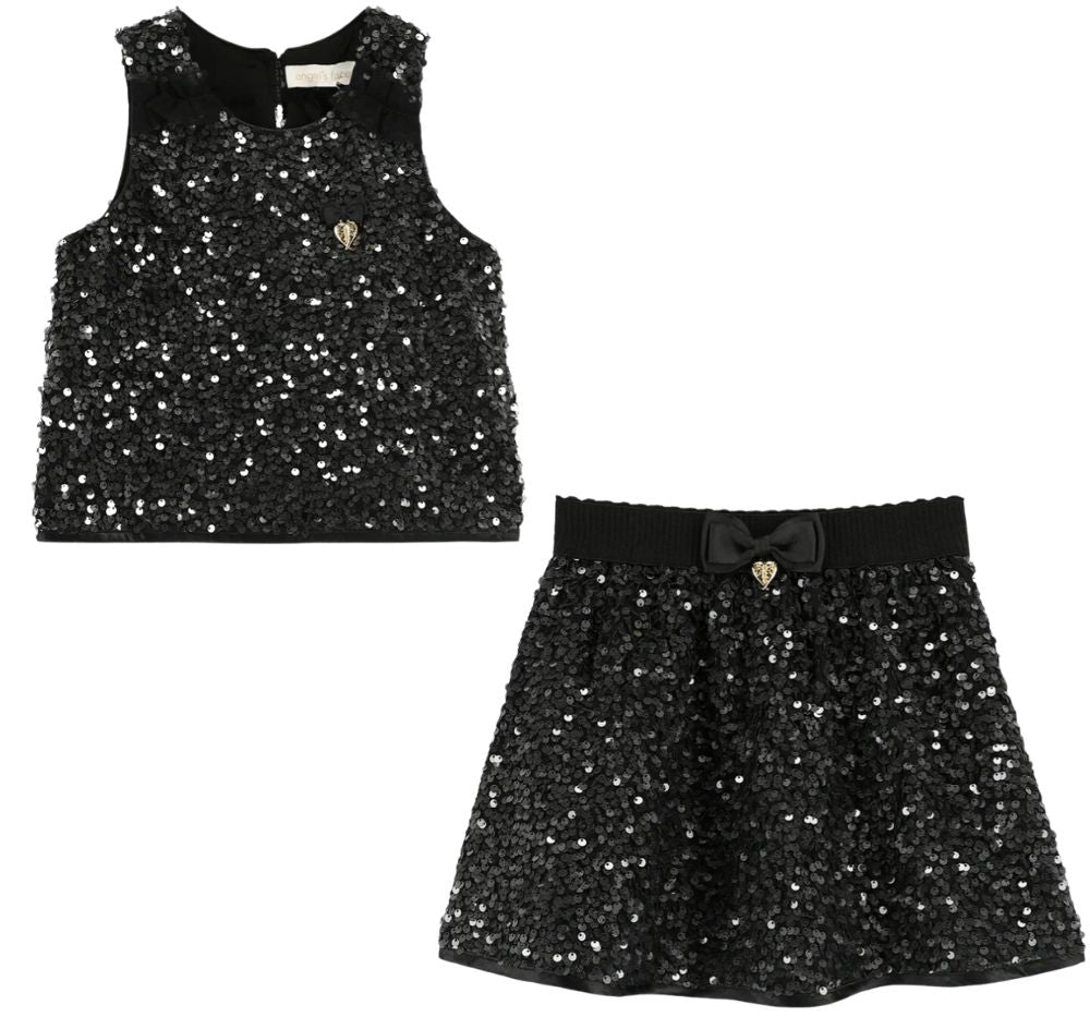 Charlene Sequin Top Black & Sinead Sequin Skirt Black
