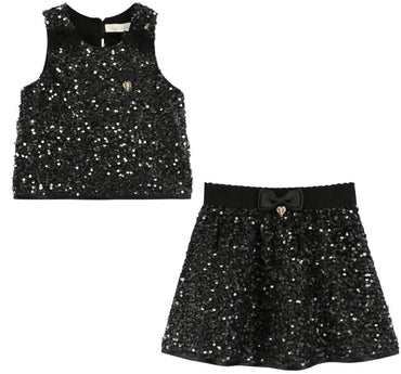 Charlene Sequin Top Black & Sinead Sequin Skirt Black