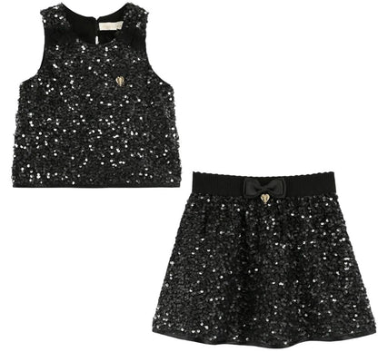 Charlene Sequin Top Black & Sinead Sequin Skirt Black