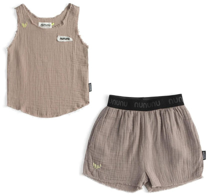 Conjunto Blusa Y Shorts Muselina Stone