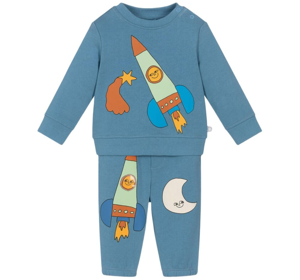 Tracksuit With Rocket Star And Moon Print Blue
