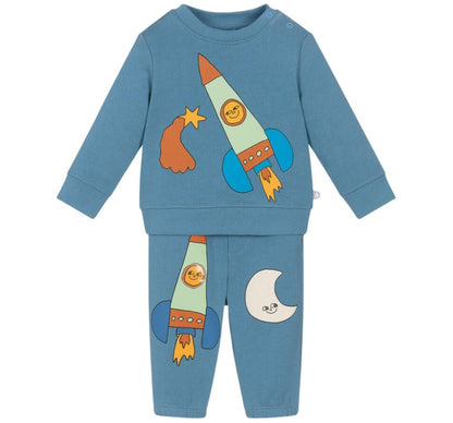 Tracksuit With Rocket Star And Moon Print Blue