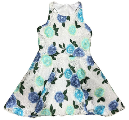 Dress With Hi-lo Skirt Floral On Lace