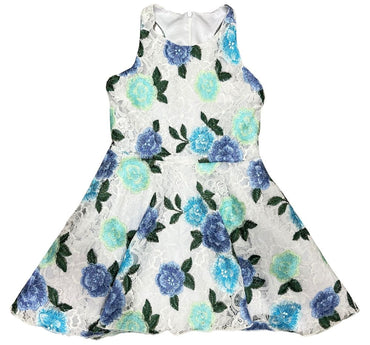 Dress With Hi-lo Skirt Floral On Lace