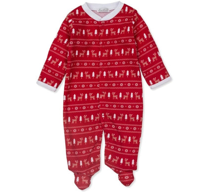 Footie Prt Pjs Reinder Checks Red