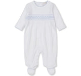 Footie W/ Hand Smk White/ Light Blue