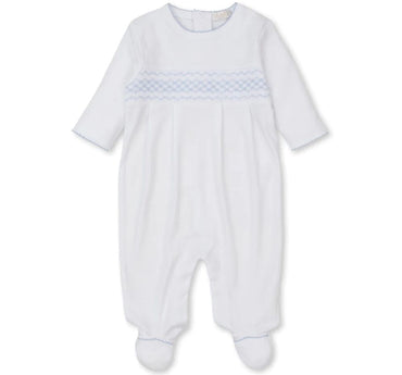Footie W/ Hand Smk White/ Light Blue