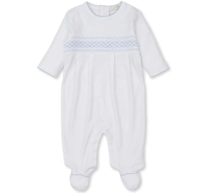 Footie W/ Hand Smk White/ Light Blue