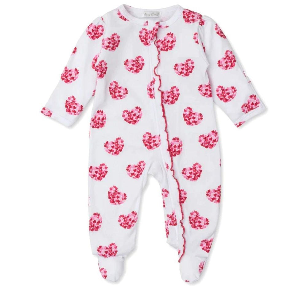 Footie W/Zip Heart Of Hearts Pink