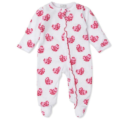 Footie W/Zip Heart Of Hearts Pink