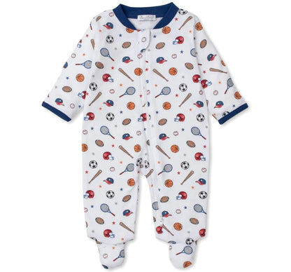 Footie W/Zip Prt Pjs Sports Lineup Multi
