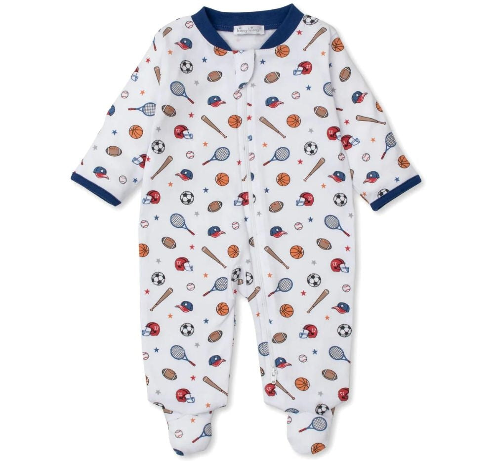 Footie W/Zip Prt Pjs Sports Lineup Multi