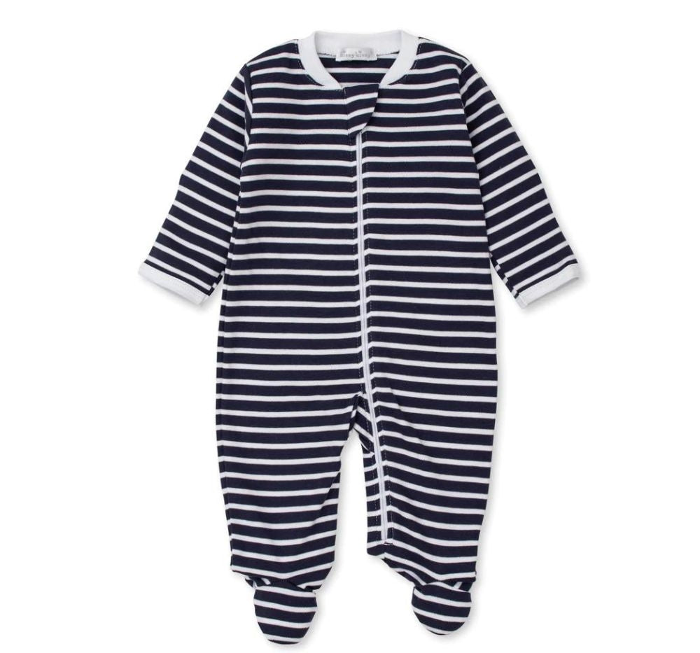 Footie W/Zip Stripes Navy