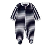 Footie W/Zip Stripes Navy