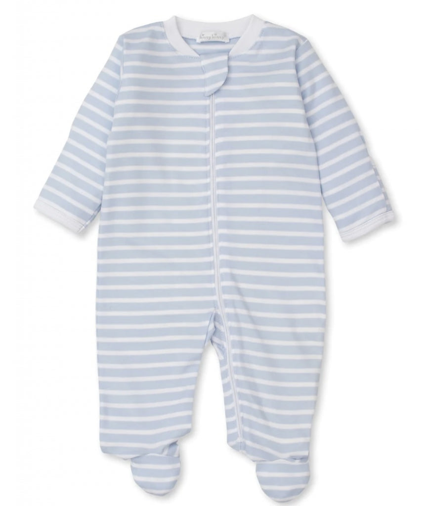 Footie W/Zip Team Stripes Light Blue