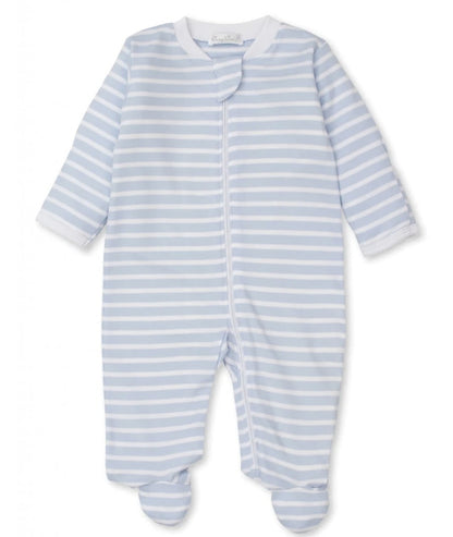 Footie W/Zip Team Stripes Light Blue