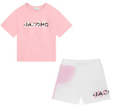 Grafitti Logo Tee Pink & Short White-Pink