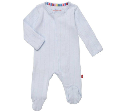 Love Lines Blue Pointelle Footie