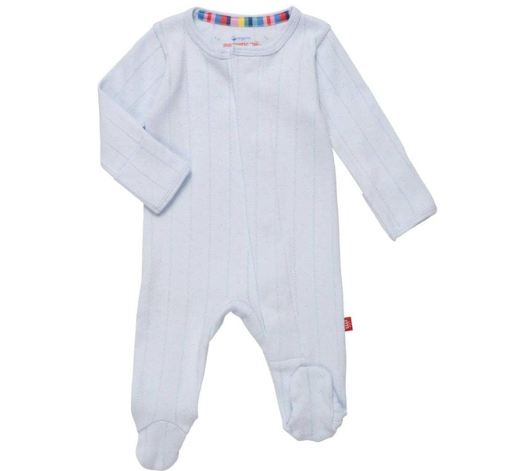 Love Lines Blue Pointelle Footie