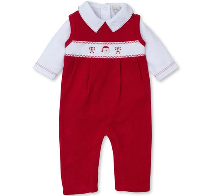 Overall Set W/Hand Emb Red-White