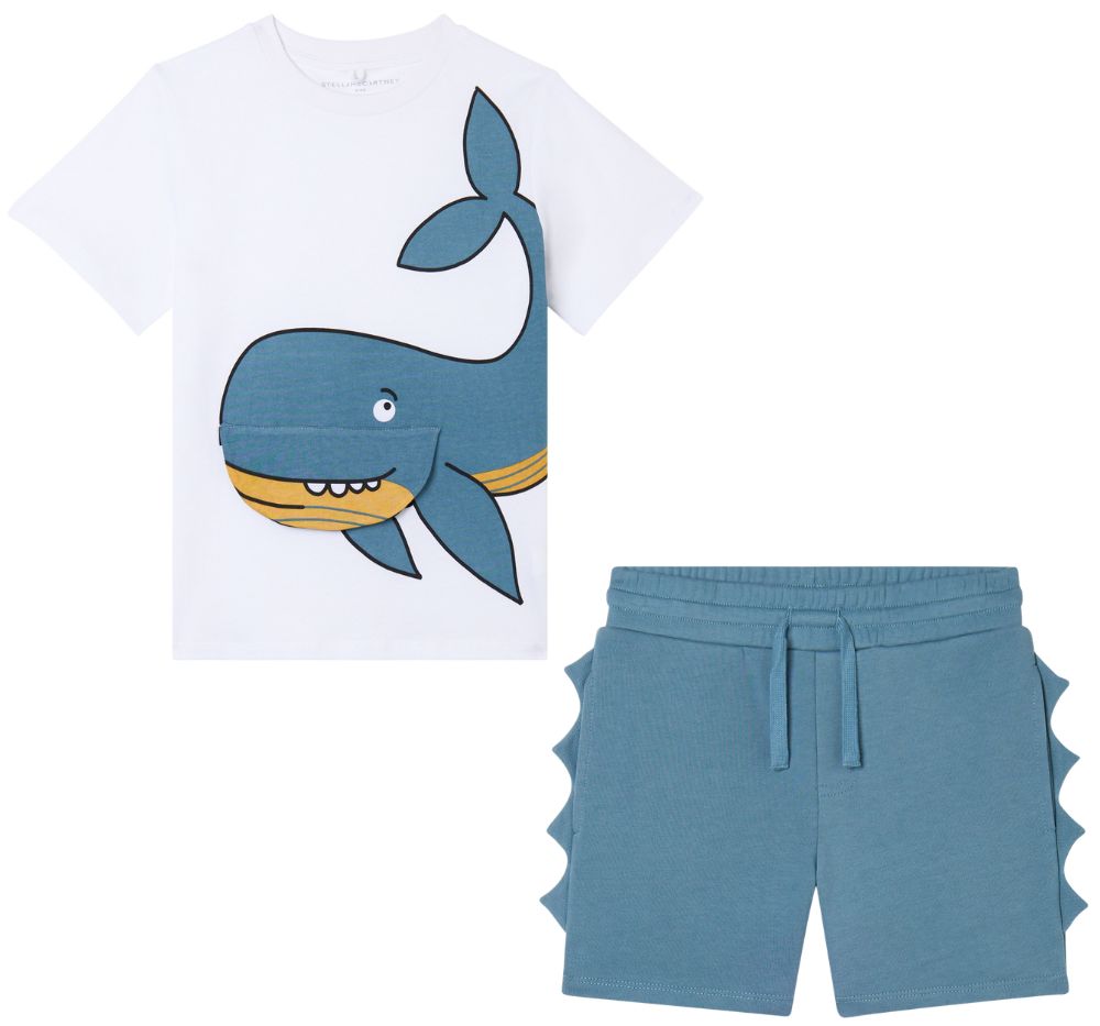 T-Shirt W/Whale Graphic & Fleece Shorts