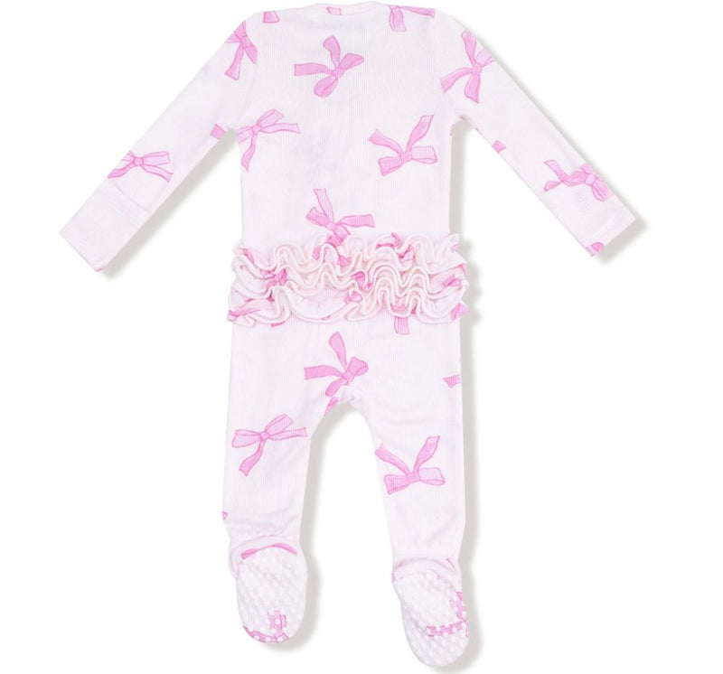 Pretty Bows 2 Way Ruffle Zipper Footie