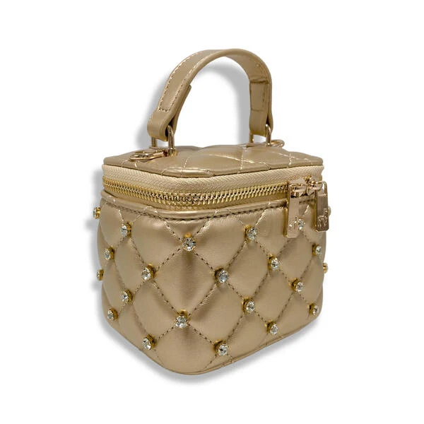 Embellished Vanity Quilted Purse Gold