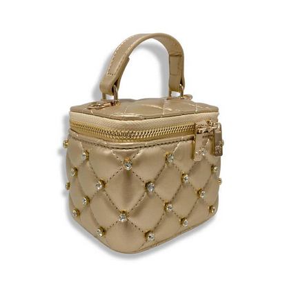 Embellished Vanity Quilted Purse Gold