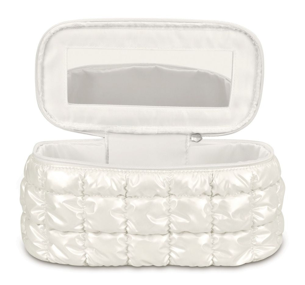 Pearl White Shiny Puffer Cosmetic Case